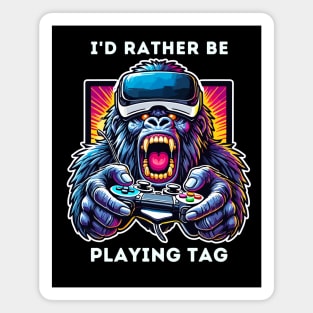 Funny Gorilla VR Playing Tag Boys Adult Gorilla VR Gamer Magnet